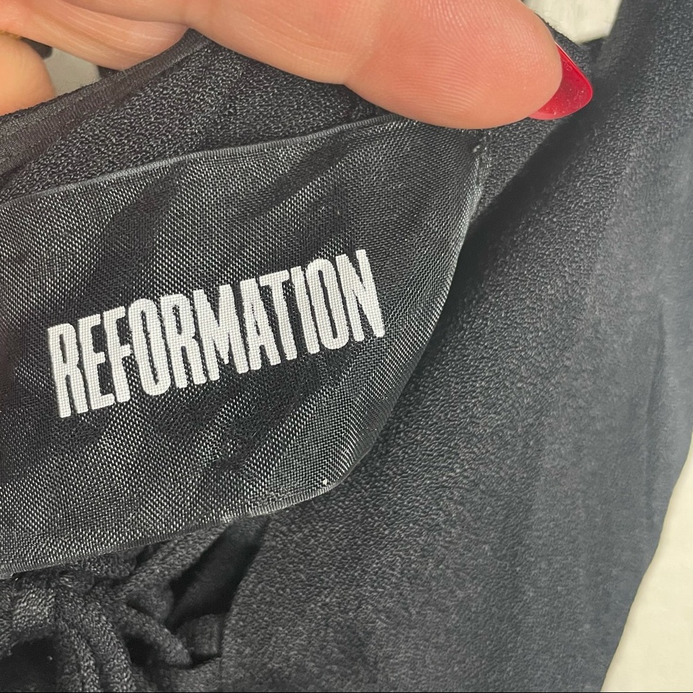REFORMATION Black Crepe Strappy Mini Cocktail Party Dress Ties Sz 8 - Picture 5 of 9